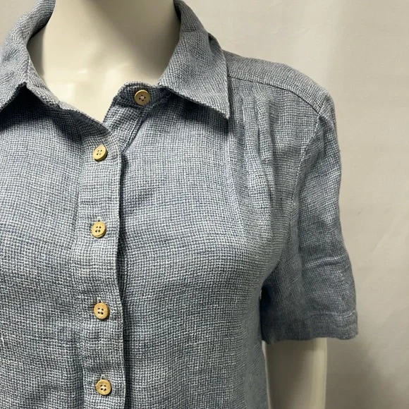 FAHERTY Linen Blue Casual Relaxed Comfy Play Day Dress Women Medium - Picture 4 of 8